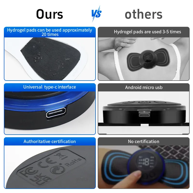 Portable Mini Electric Massager with 5 Pads for Pain Relief - Image 7